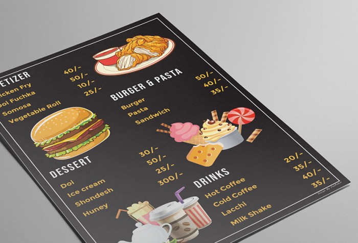 Contoh desain menu restaurant